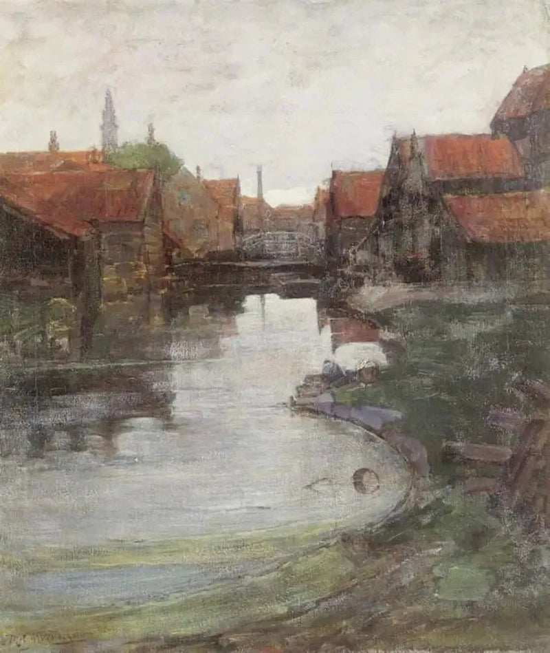 Lange Bleekerssloot กับหอระฆังของโบสถ์ตะวันตก - Piet Mondrian
