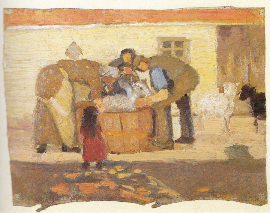 ล้างแกะหน้าบ้าน - Anna Ancher