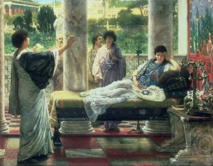 Anacréon lisant ses poèmes chez Lesbie, peinture de Lawrence Alma-Tadema