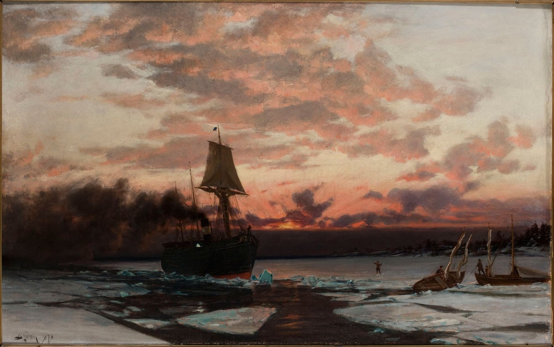 Le Bateau à vapeur pris dans les glaces, Berndt Lindholm, 1878
