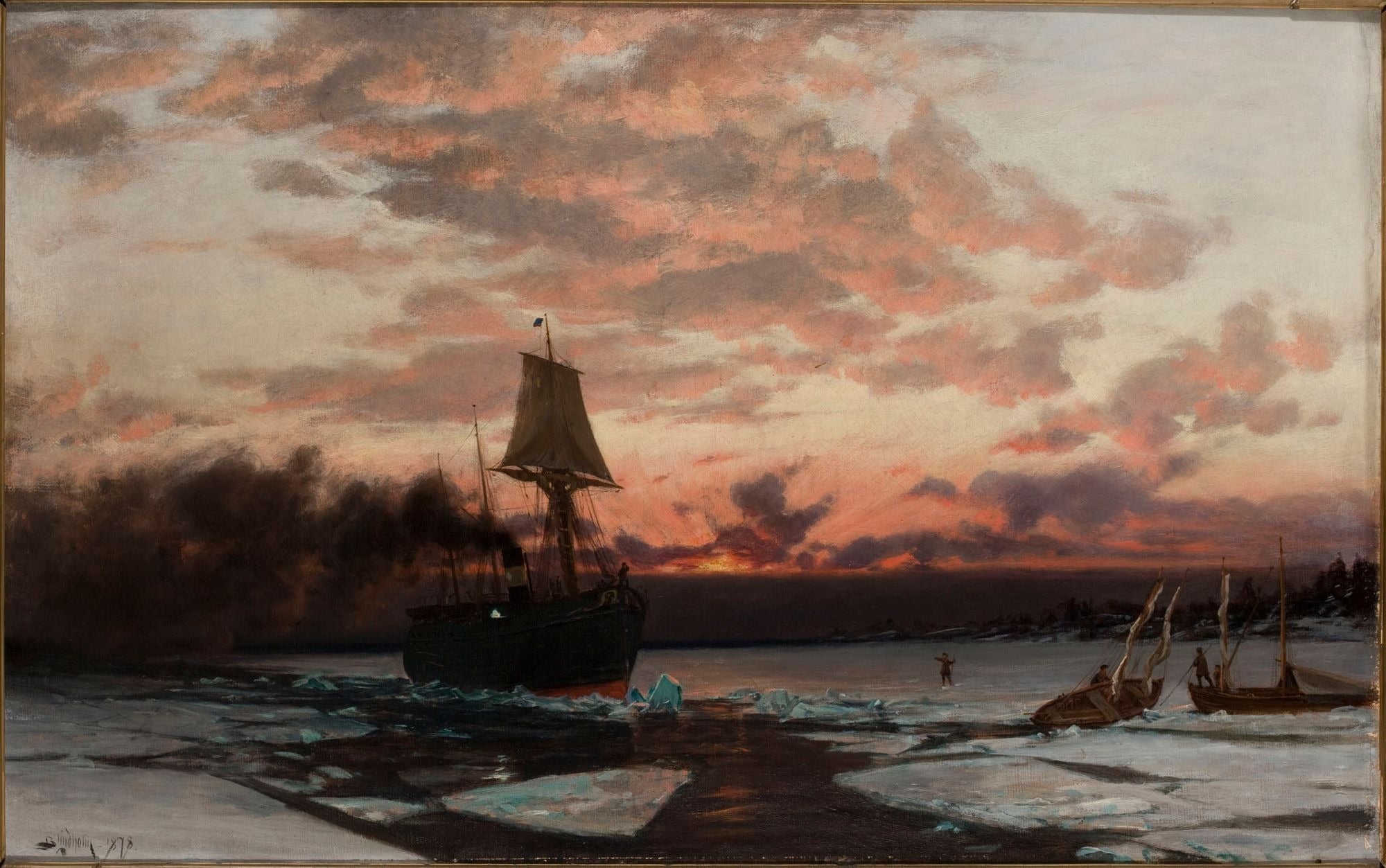 Le Bateau à vapeur pris dans les glaces, Berndt Lindholm, 1878