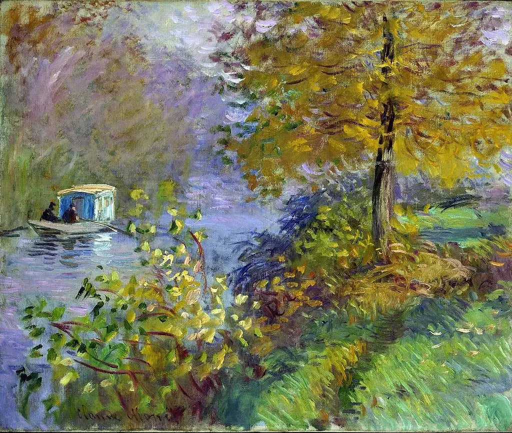 Le bateau-atelier - Claude Monet image 1 copie peinte à la main à l’huile