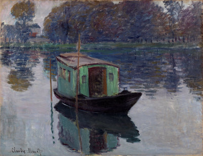 Reproduction du tableau « Le bateau-atelier - Claude Monet » par Alpha Reproduction en peinture à l’huile
