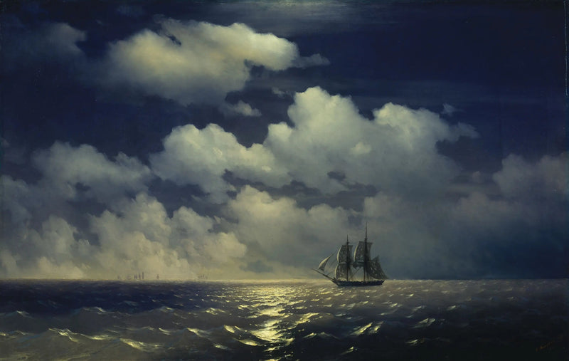 หัวหน้ากองพัน «Mercury» พบกับกองเรือรัสเซียหลังจากชัยชนะเหนือเรือรบตุรกีสองลำ - Ivan Aïvazovski