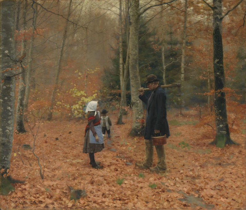 คนเลื่อยไม้และลูกๆ ของเขา - H. A. Brendekilde