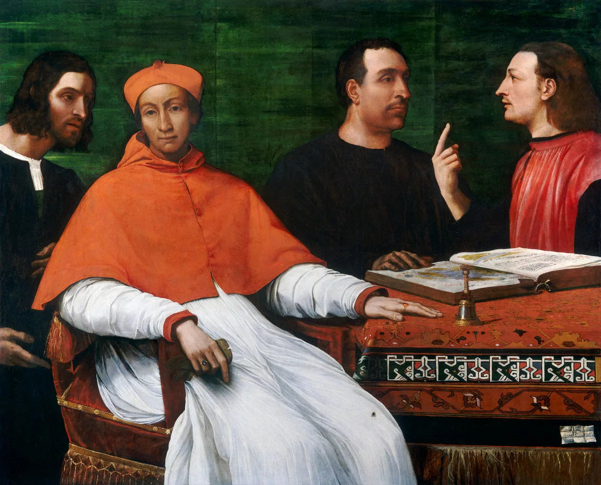 Le cardinal Bandinello Sauli, son secrétaire et deux géographes - Sebastiano del Piombo image 1 copie de tableau peinte à la main