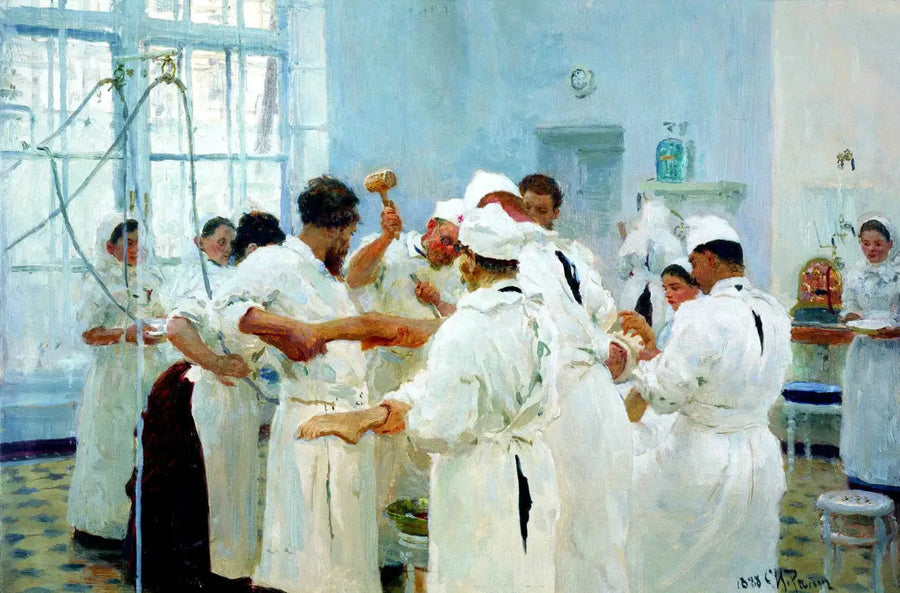 ศัลยแพทย์ E. V. Pavlov ในห้องผ่าตัด - Ilya Repin