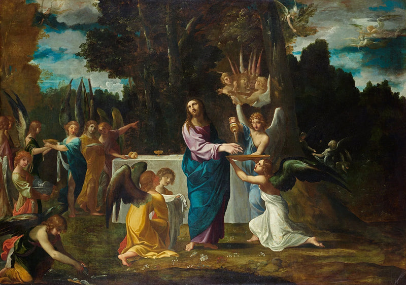 พระคริสต์ในถิ่นทุรกันดาร ที่รับใช้โดยเทวดา - Ludovico Carracci
