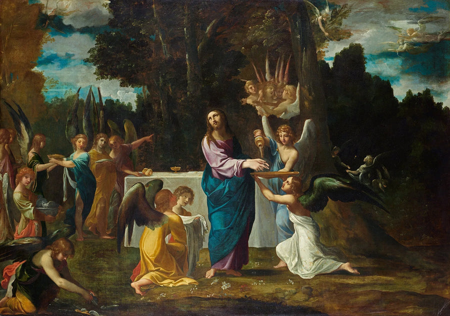 พระคริสต์ในถิ่นทุรกันดาร ที่รับใช้โดยเทวดา - Ludovico Carracci