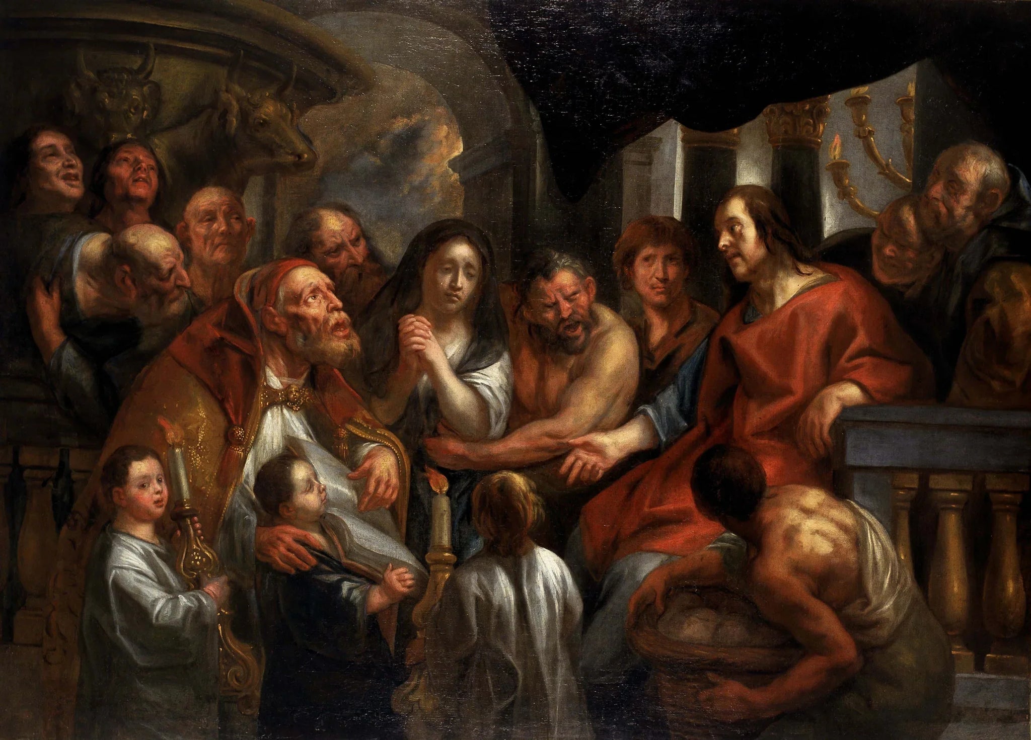 Le Christ et la femme adultère - Jacob Jordaens image 1 copie peinte à la main à l’huile