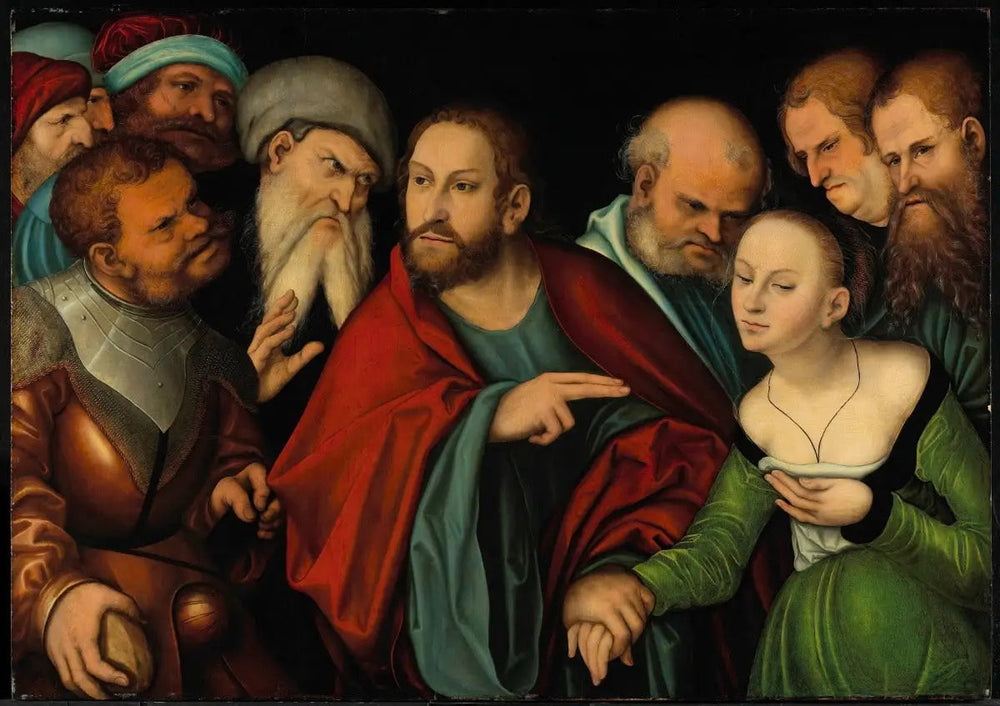 Le Christ et la femme adultère - Lucas Cranach the Elder image 1 reproduction réalisée par Alpha Reproduction