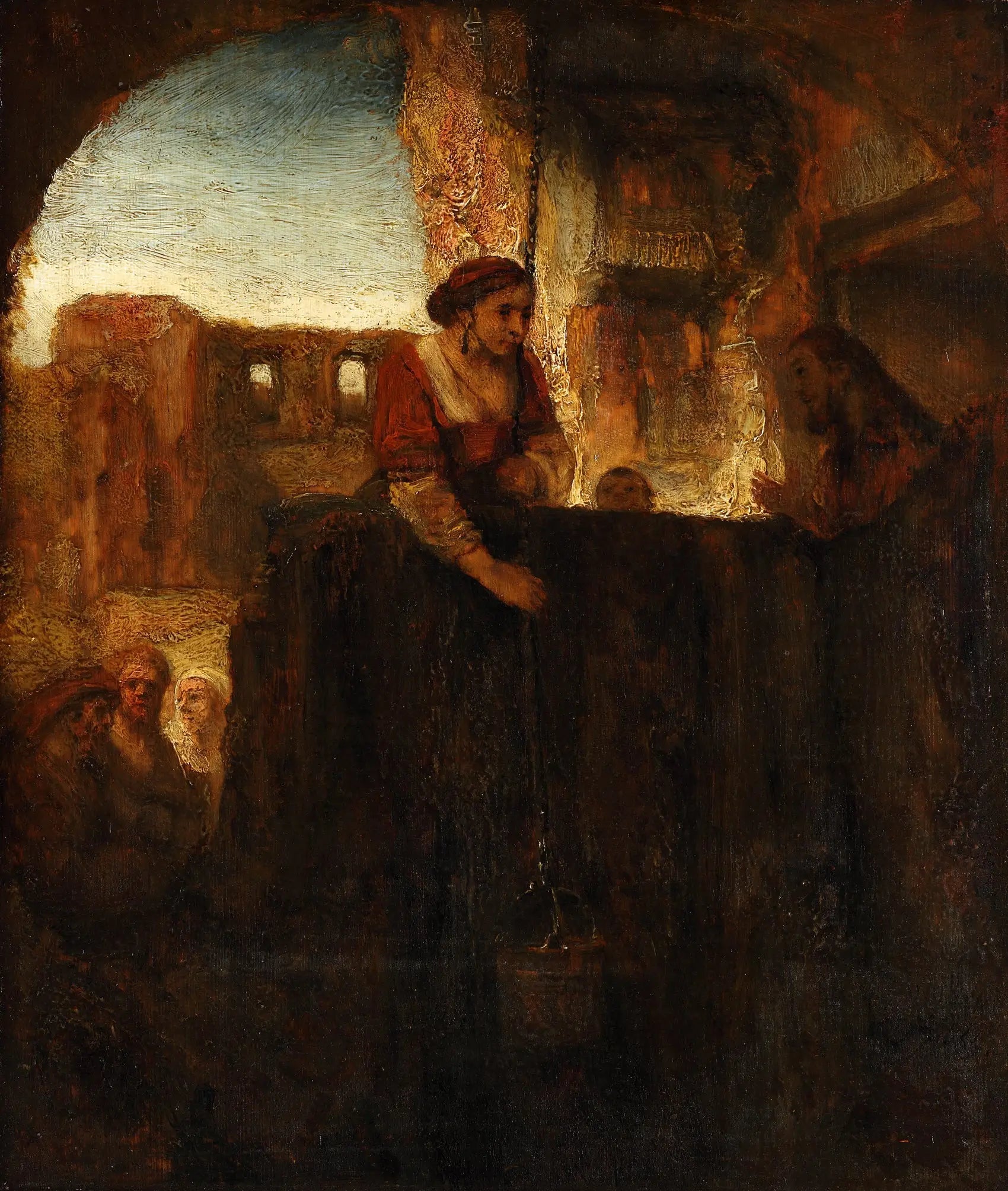 Le Christ et la Samaritaine - Rembrandt image 1 reproduction artisanale de tableau