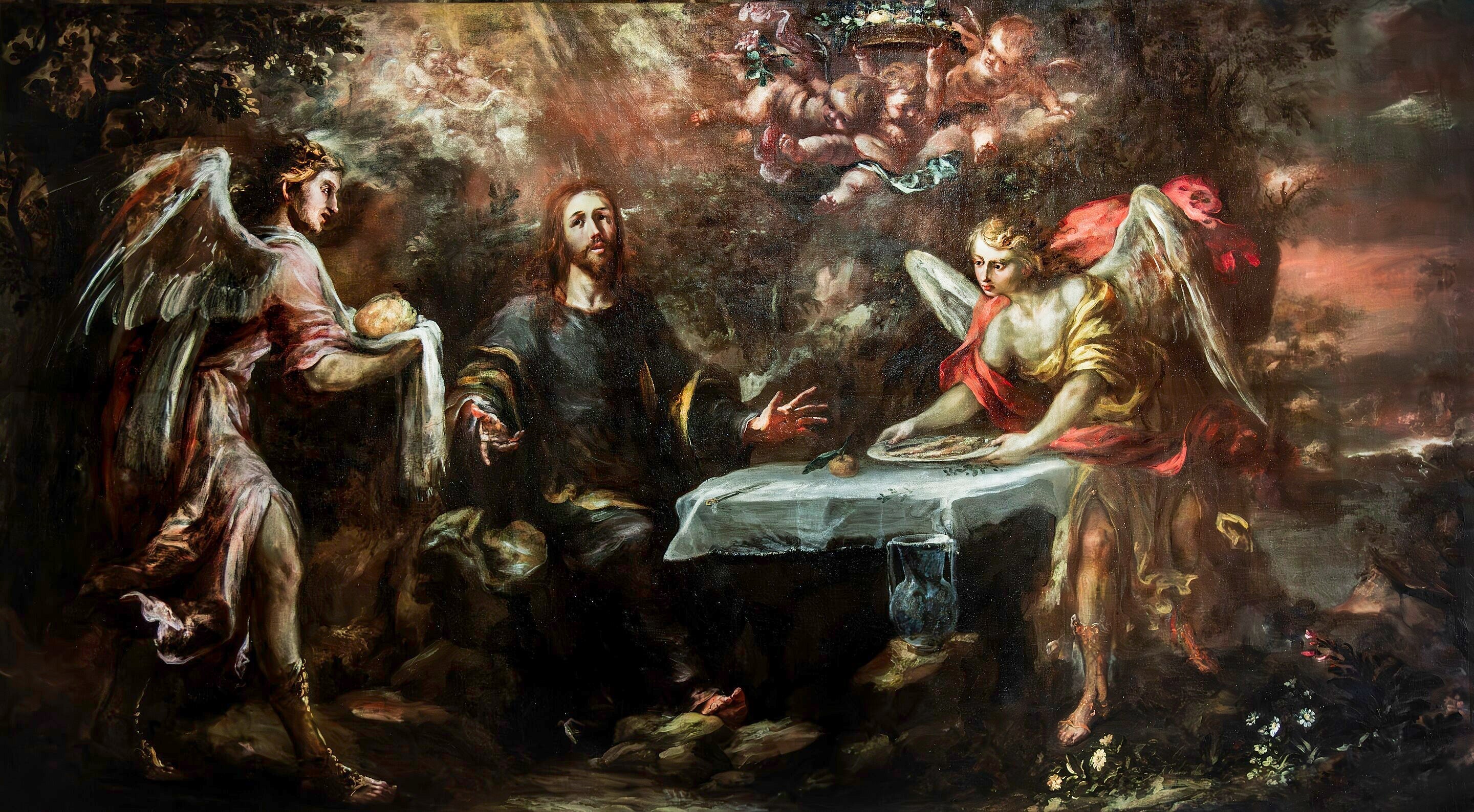 Le Christ servi par les anges - Juan de Valdés Leal image 1 reproduction de peinture à l’huile