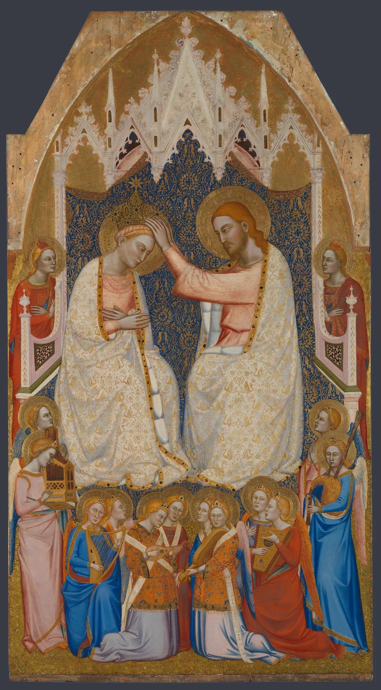 Le couronnement de la Vierge : panneau central du niveau principal - Jacopo di Cione image 1 copie de tableau peinte à la main
