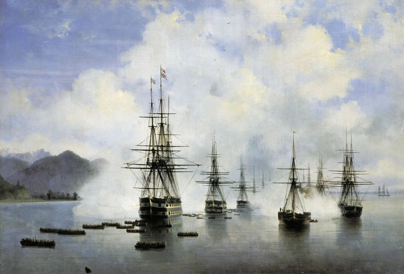 การขึ้นฝั่งของ N. N. Raevskyi ที่ Subashi - Ivan Aïvazovski