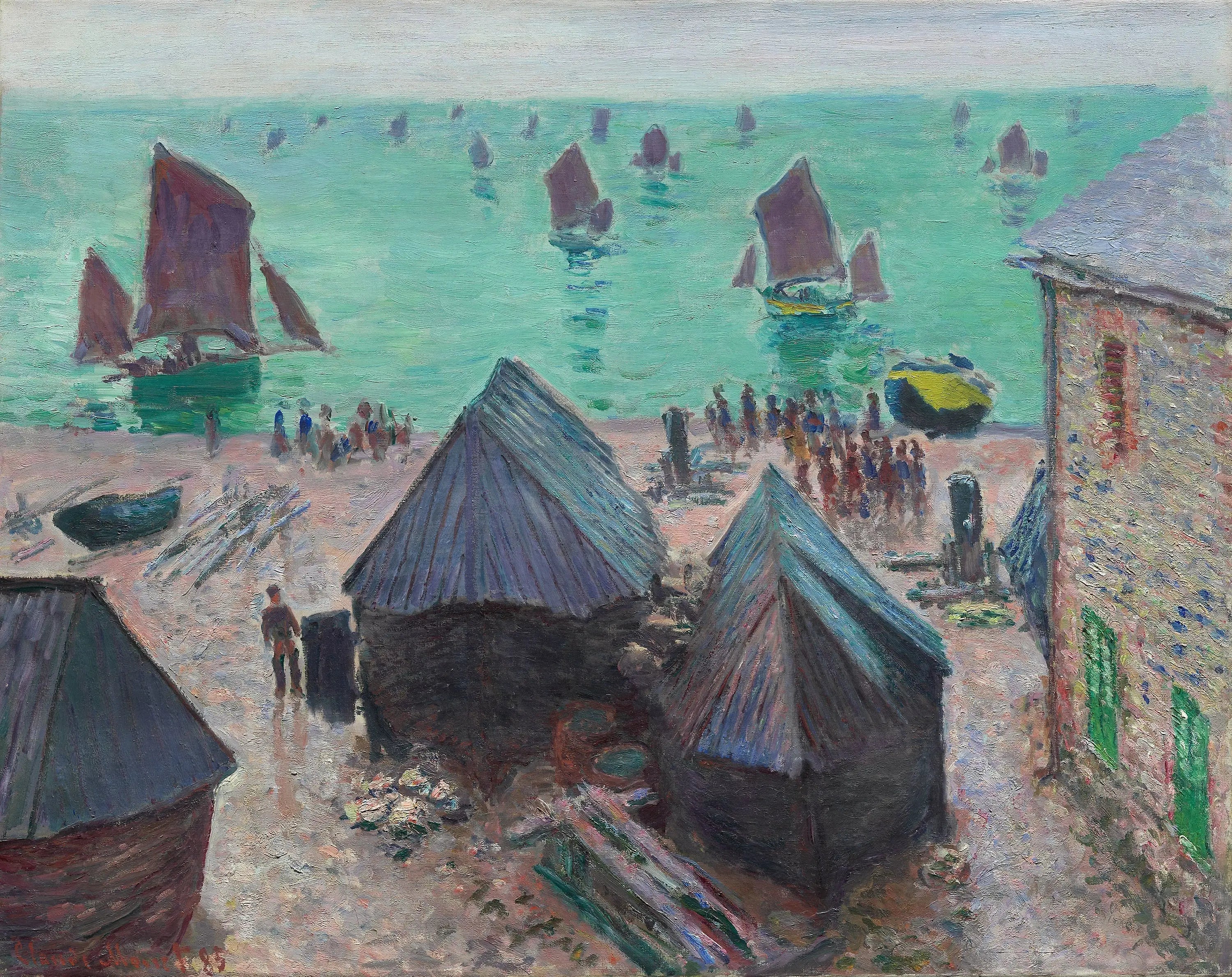 Reproduction du tableau « Le départ des bateaux, Étretat - Claude Monet » par Alpha Reproduction en peinture à l’huile