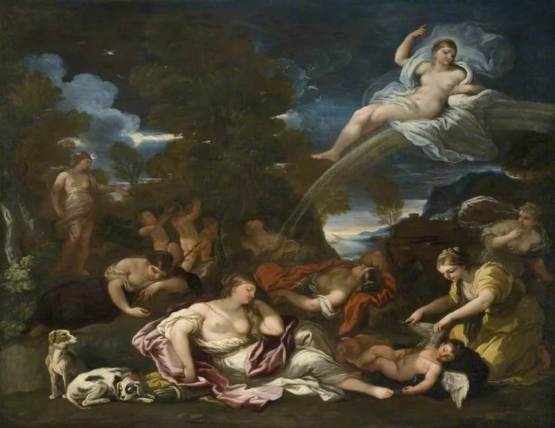 การปลดอาวุธของคิวปิด สัญลักษณ์ของความบริสุทธิ์ - Luca Giordano
