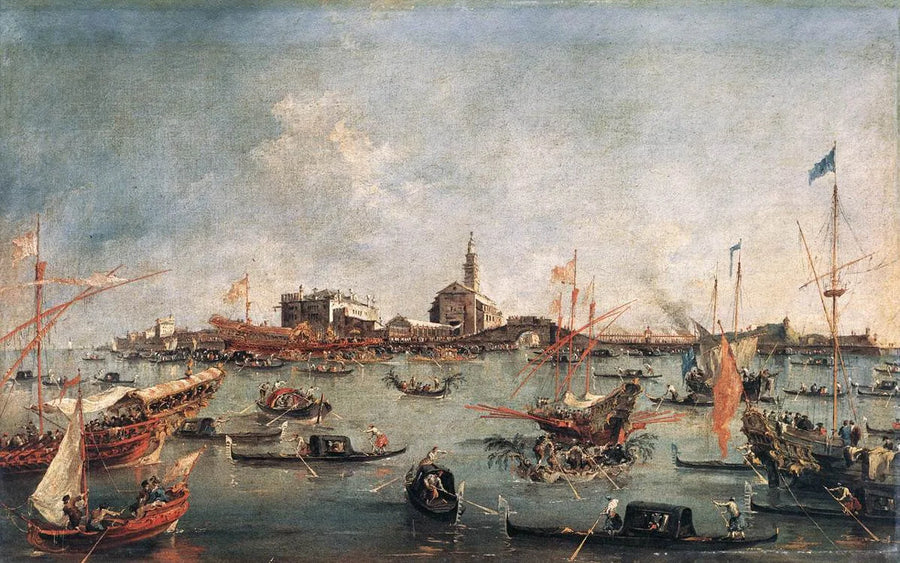 Le Doge de Venise sur le Bucentaure à San Nicolò di Lido, le jour de l'Ascension - Francesco Guardi image 1 reproduction d’œuvre d’art à l’huile