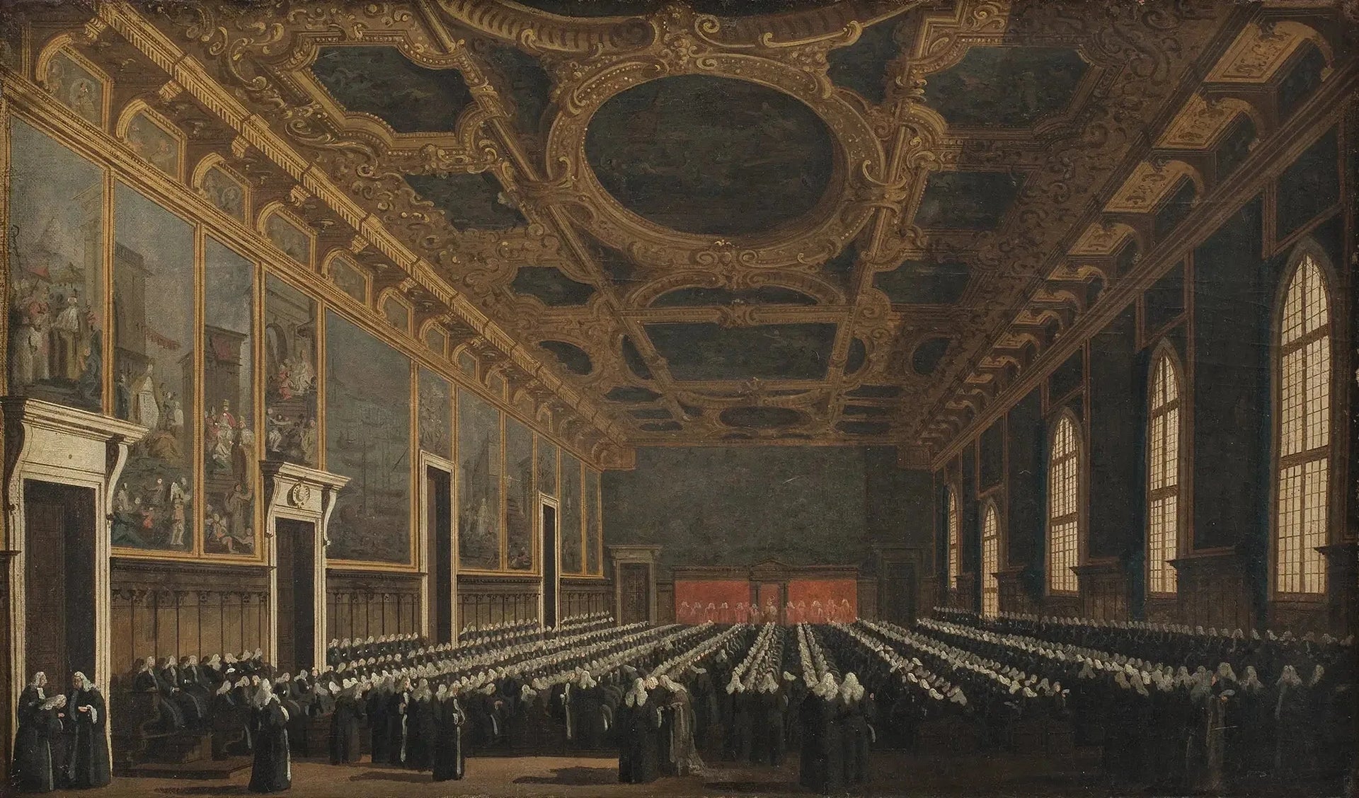 Le Doge et le Grand Conseil dans la Sala del Maggior Consiglio - Canaletto image 1 copie de tableau peinte à la main