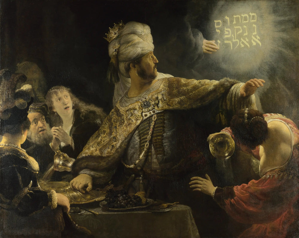 Reproduction du tableau « Le Festin de Balthazar - Rembrandt » par Alpha Reproduction en peinture à l’huile