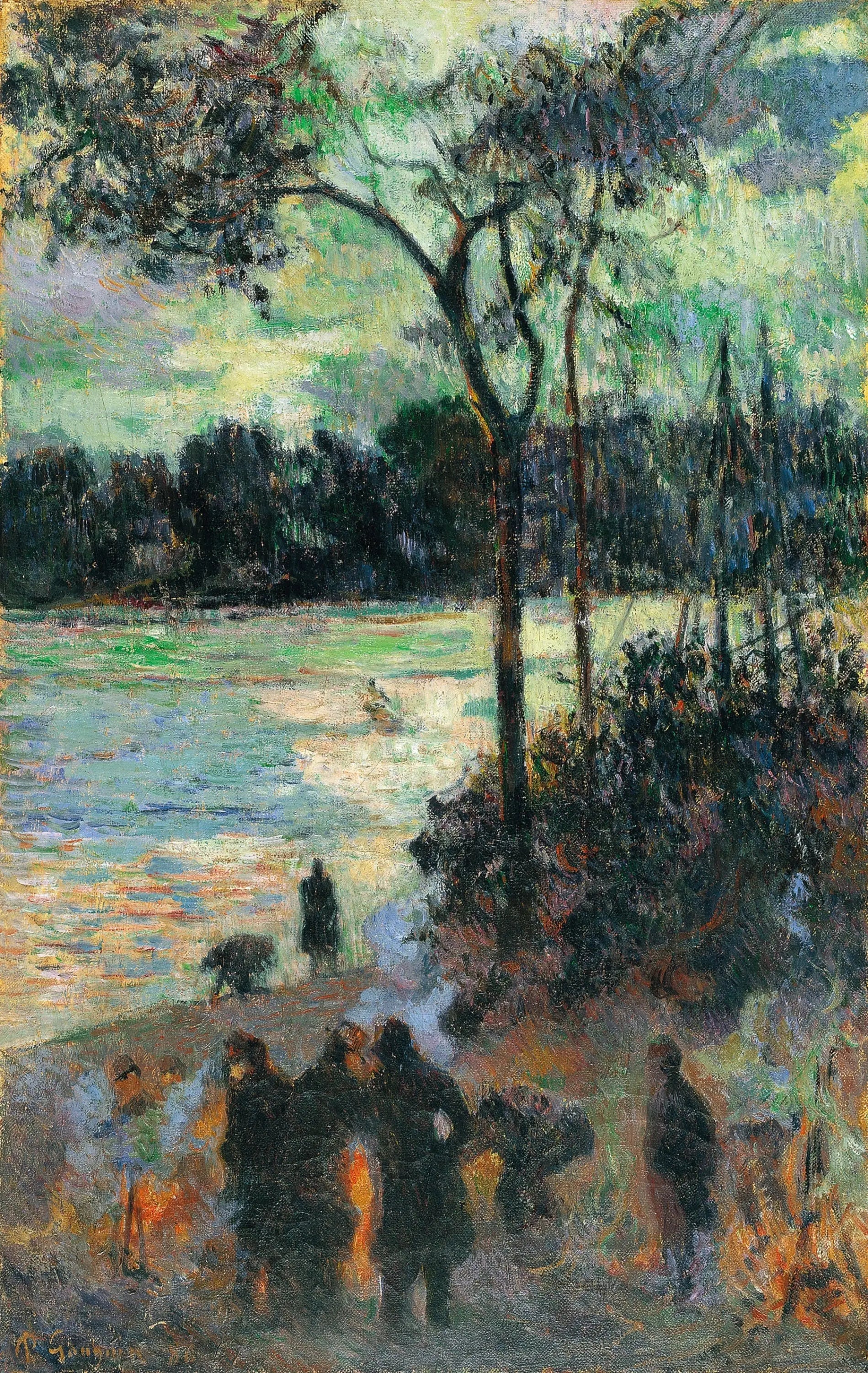 Reproduction du tableau « Le Feu au bord de l'eau - Paul Gauguin » par Alpha Reproduction en peinture à l’huile