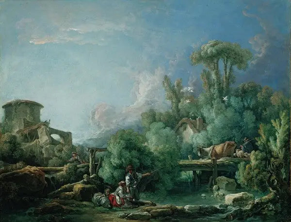 Le Galant pêcheur - François Boucher image 1 copie de tableau peinte à la main