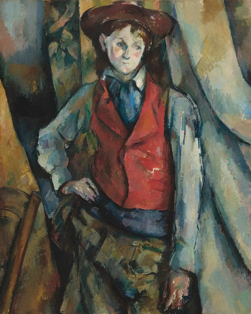Le Garçon au gilet rouge - Paul Cézanne image 1 copie peinte à la main à l’huile
