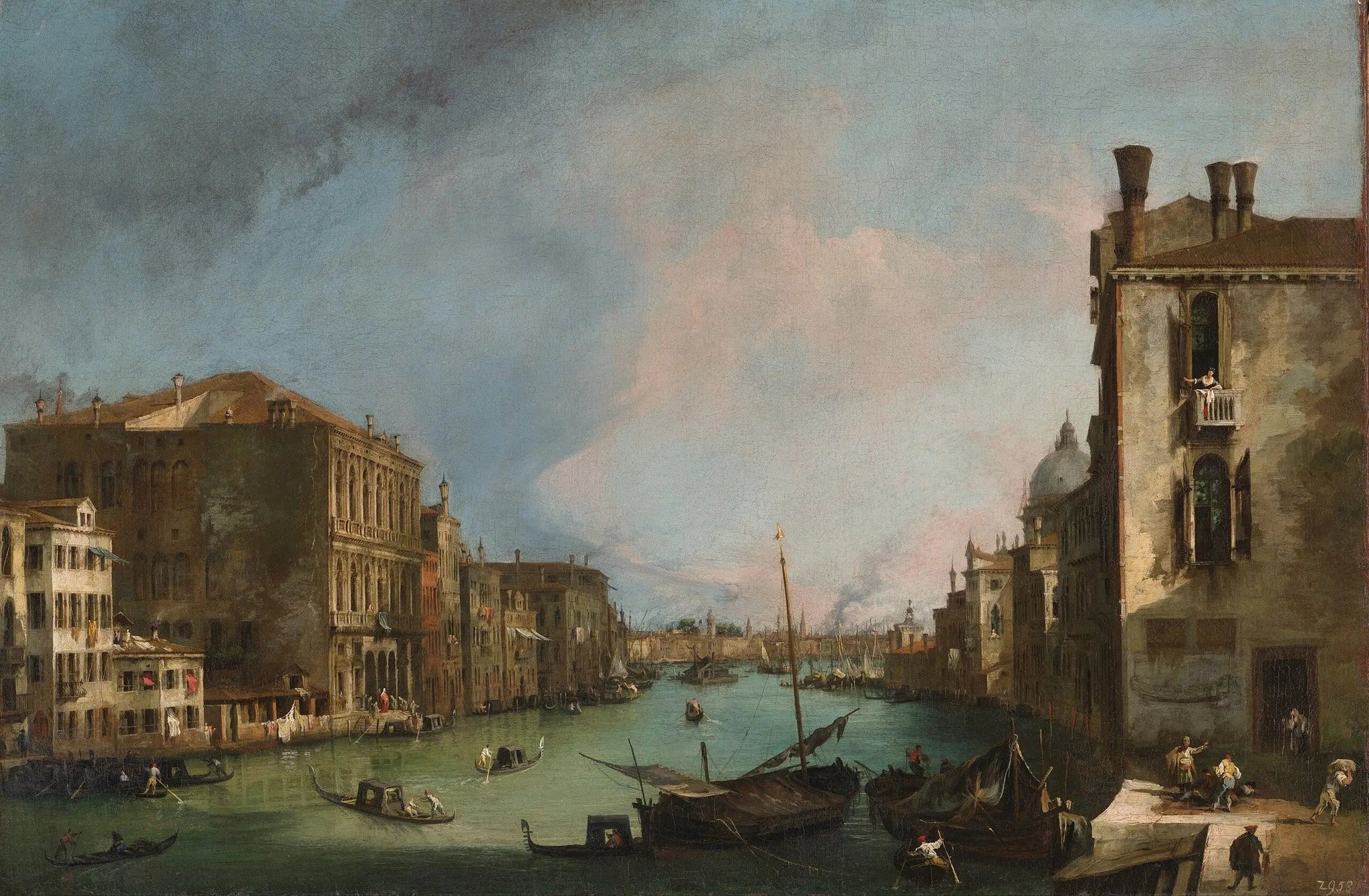 Le Grand Canal avec le pont du Rialto - Canaletto image 1 reproduction artisanale de tableau