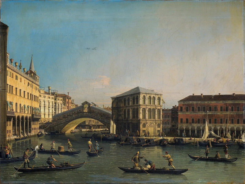 คลองใหญ่พร้อมสะพาน Rialto และ Fondaco dei Tedeschi - Canaletto