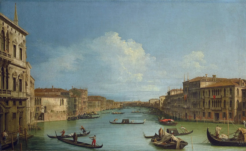 คลองใหญ่ จาก Ca' Foscari ไปยังสะพาน Rialto - Canaletto