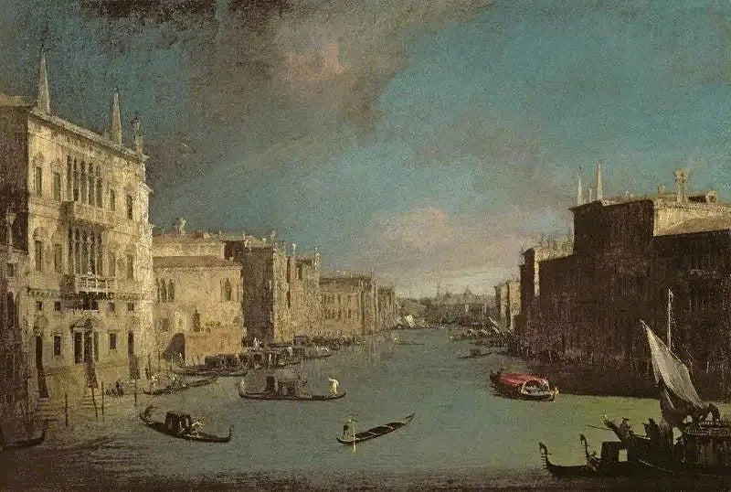 คลองใหญ่ เวนิส มองไปทางตะวันออกเฉียงเหนือจาก Palazzo Balbi ถึงสะพาน Rialto - Canaletto