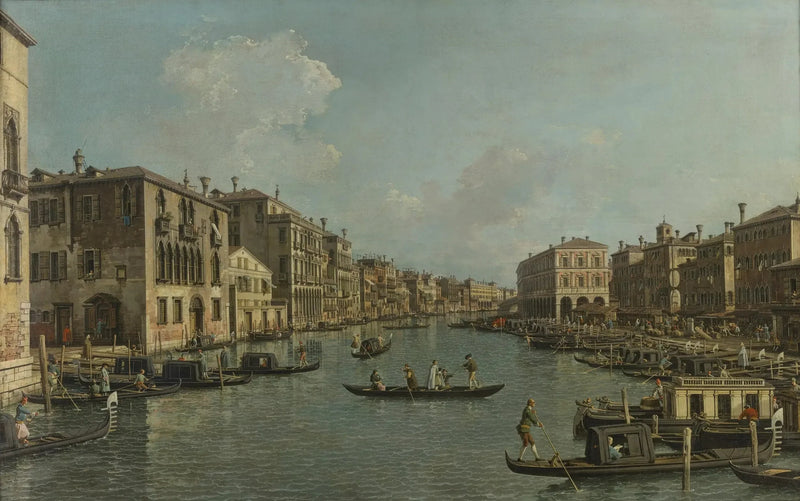 คลองใหญ่มองจากทางใต้ไปทางตะวันตกเฉียงใต้สู่สะพาน Rialto - Canaletto