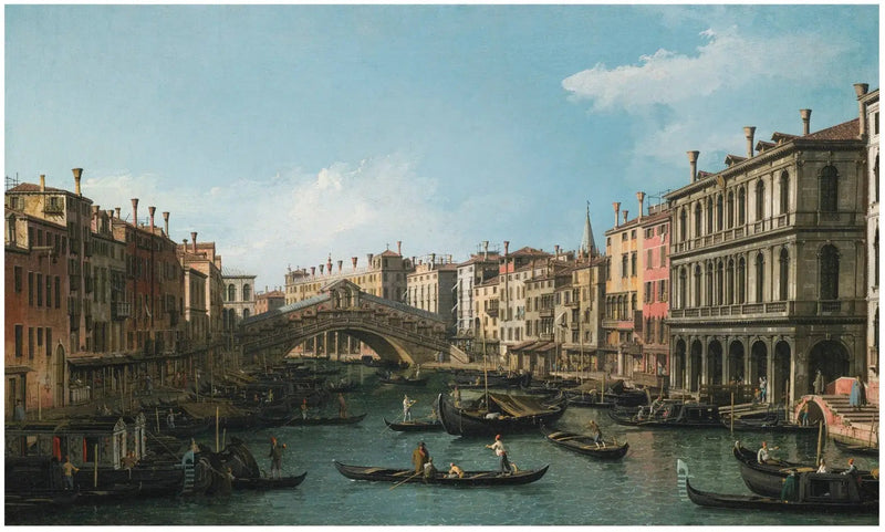 คลองใหญ่มองจากทางเหนือ-ตะวันออก ตั้งแต่ Palazzo Dolfin-Manin จนถึงสะพาน Rialto - Canaletto