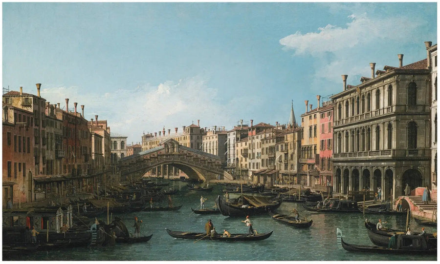 คลองใหญ่มองจากทางเหนือ-ตะวันออก ตั้งแต่ Palazzo Dolfin-Manin จนถึงสะพาน Rialto - Canaletto