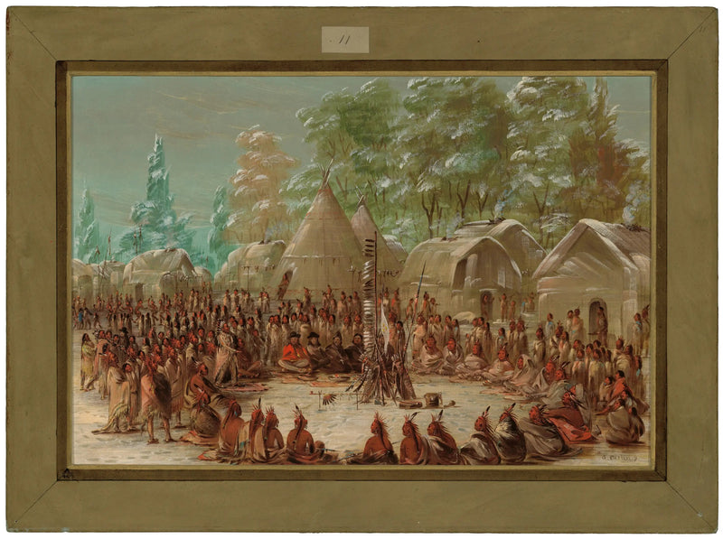 กลุ่มของ La Salle ฉลองในหมู่บ้านของ Illinois 2 มกราคม 1680 - จอร์จ แคทลิน