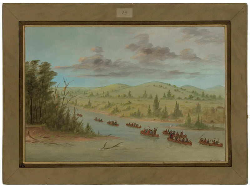กลุ่มของ La Salle ที่เข้าแม่น้ำมิสซิสซิปปีโดยเรือแคนู 6 กุมภาพันธ์ 1682 - จอร์จ แคทลิน