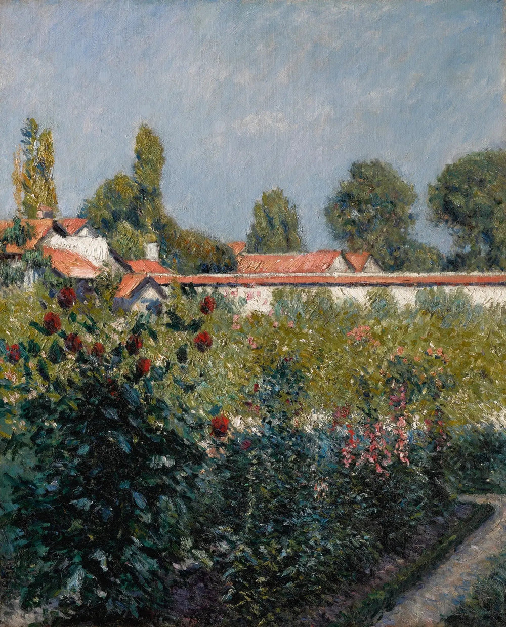 Le Jardin du Petit Gennevilliers, les toits roses - Gustave Caillebotte image 1 copie de tableau peinte à la main