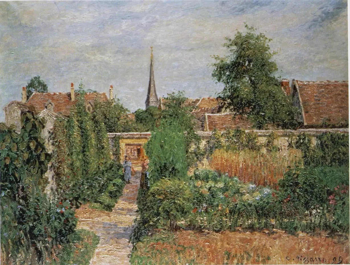 Le Jardin potager et le clocher d'Eragny - Camille Pissarro image 1 tableau peint à l’huile sur toile
