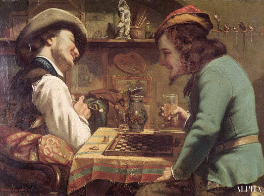 Le jeu de dames - Gustave Courbet - Reproductions de tableaux et peintures haut de gamme