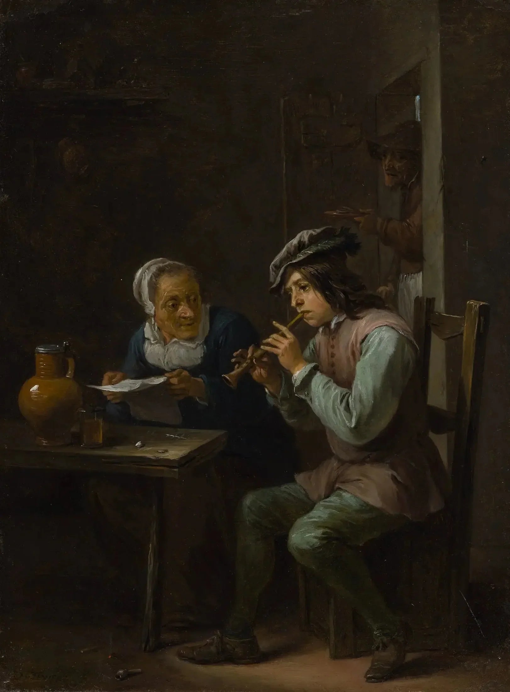 Le joueur de flageolet - David Teniers le Jeune image 1 reproduction de peinture à l’huile