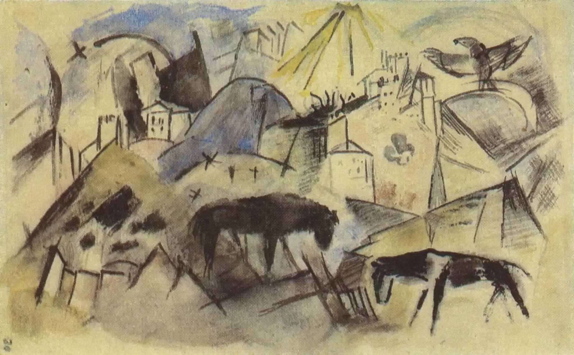 Le malheureux pays du Tyrol (esquisse) - Franz Marc image 1 tableau peint à l’huile sur toile