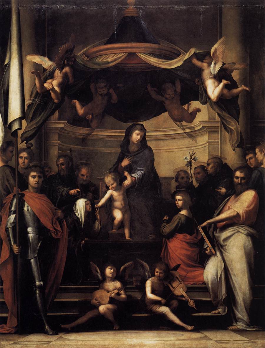 Le mariage mystique de sainte Catherine de Sienne - Fra Bartolomeo image 1 tableau peint à l’huile sur toile