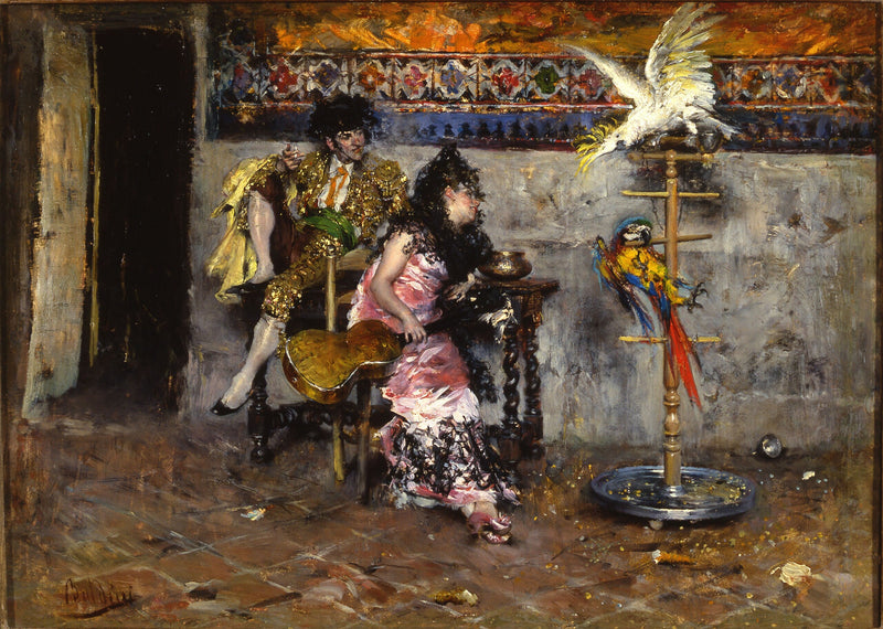 Matador หรือ คู่รักในชุดสเปน พร้อมนกแก้วสองตัว - Giovanni Boldini