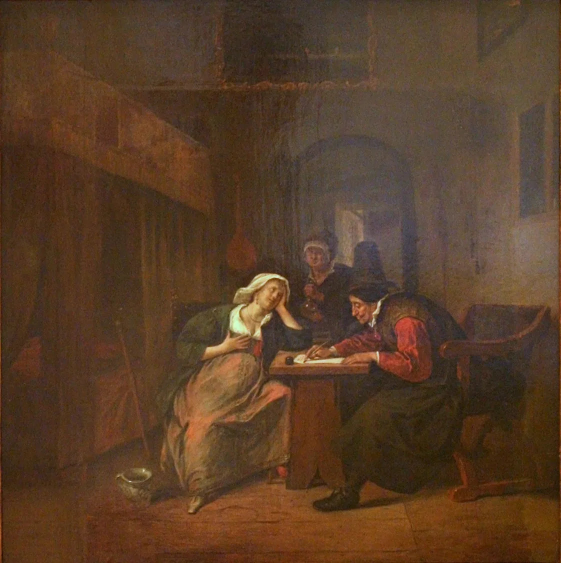Le médecin rédige une ordonnance pour une jeune femme - Jan Steen image 1 reproduction de peinture à l’huile