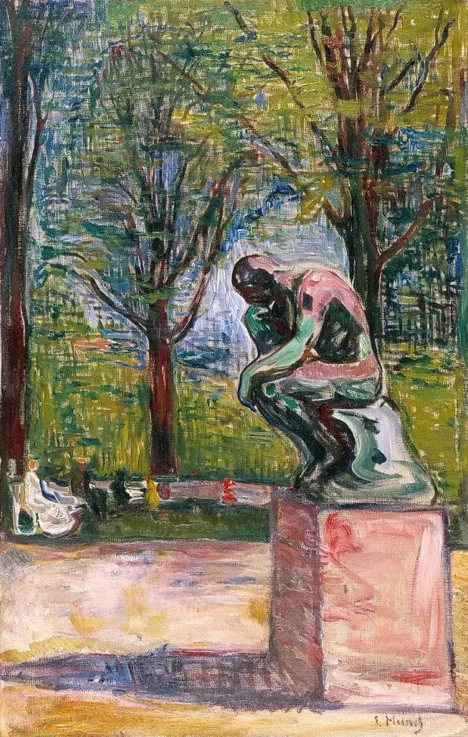 "The Thinker" ของ Rodin ในสวนของ Dr Linde - Edvard Munch
