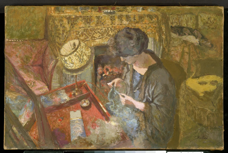เลอ ปิตต์ ซาลง : คุณ Hessel ที่โต๊ะเย็บผ้า - Édouard Vuillard
