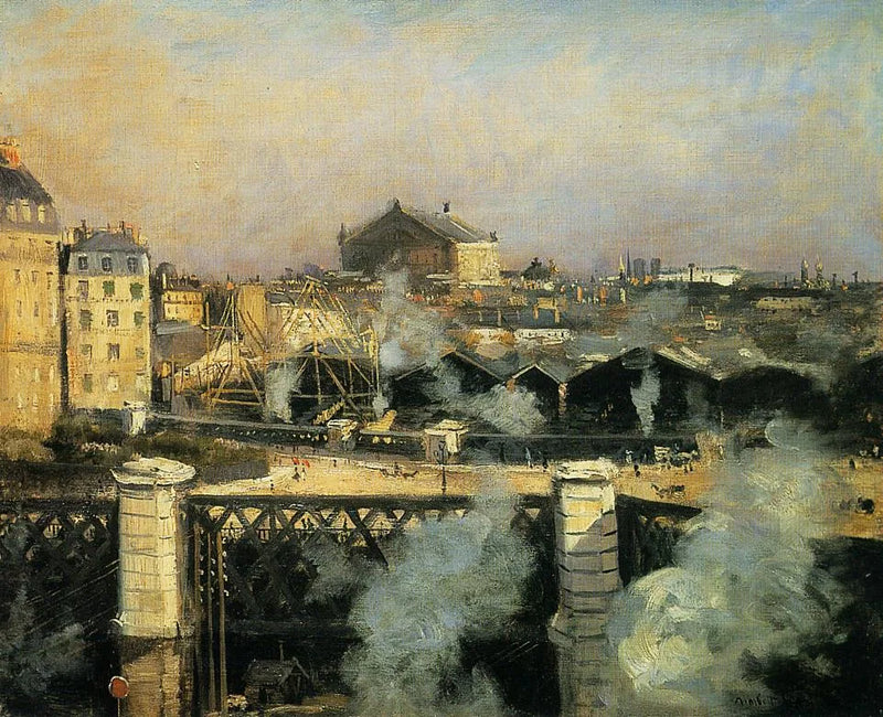สะพานแห่งยุโรปและสถานีรถไฟ Saint-Lazare ในระหว่างการก่อสร้าง - นอร์เบิร์ต กูเน็ตต์