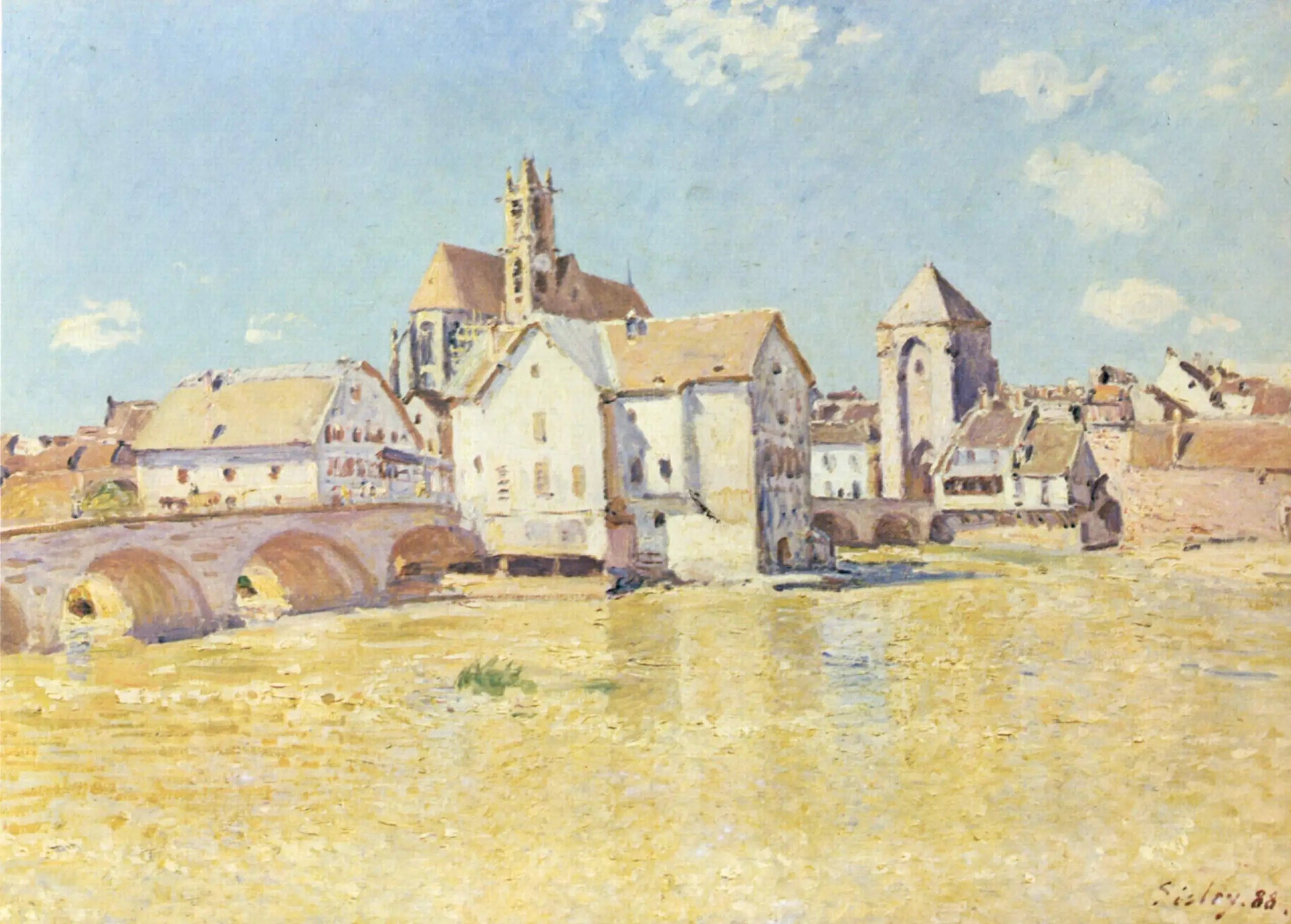 Le Pont de Moret dans le soleil du matin - Alfred Sisley image 1 copie de tableau peinte à la main