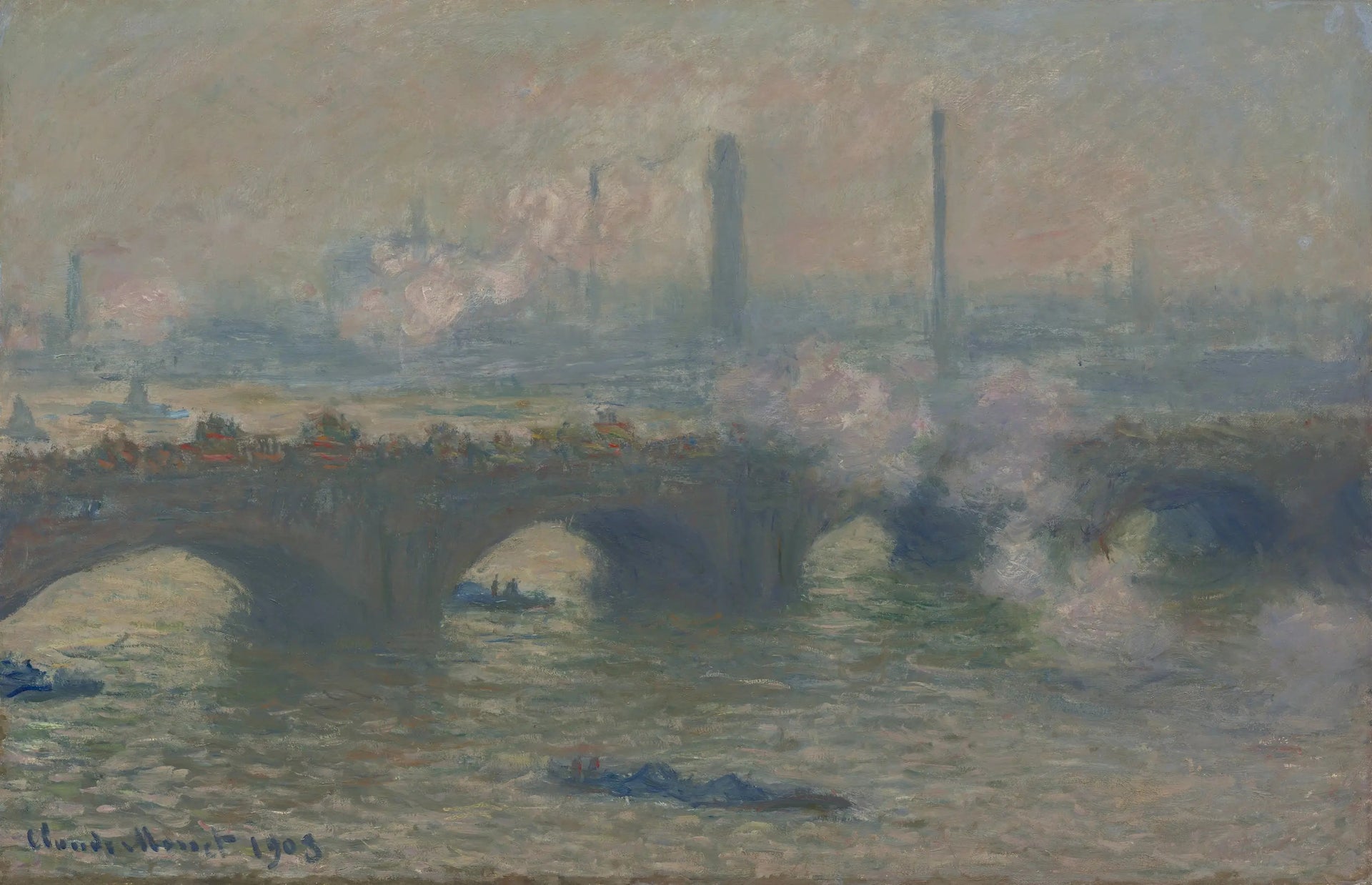 Le pont de Waterloo, le jour gris - Claude Monet image 1 copie de tableau peinte à la main