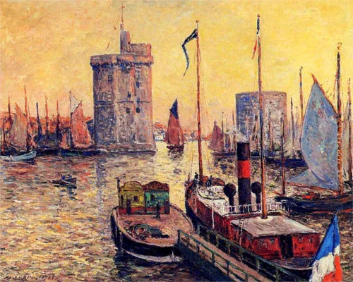 Le Port de La Rochelle au crépuscule - Maxime Maufra image 1 reproduction de peinture à l’huile